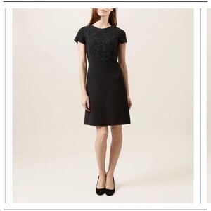 Hobbs London Black Dress With Lace Insert Sz 12 Office Business Party Holiday